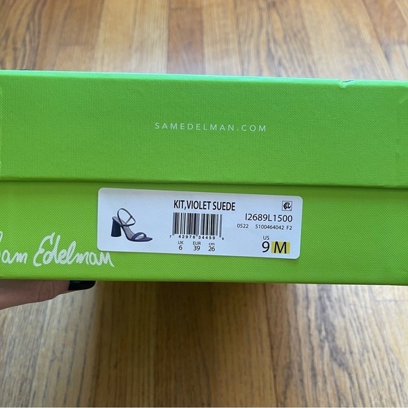 NEW Sam Edelman Kit Violet Suede Leather Block Heel Sandal Size 9 NWT - Picture 3 of 3